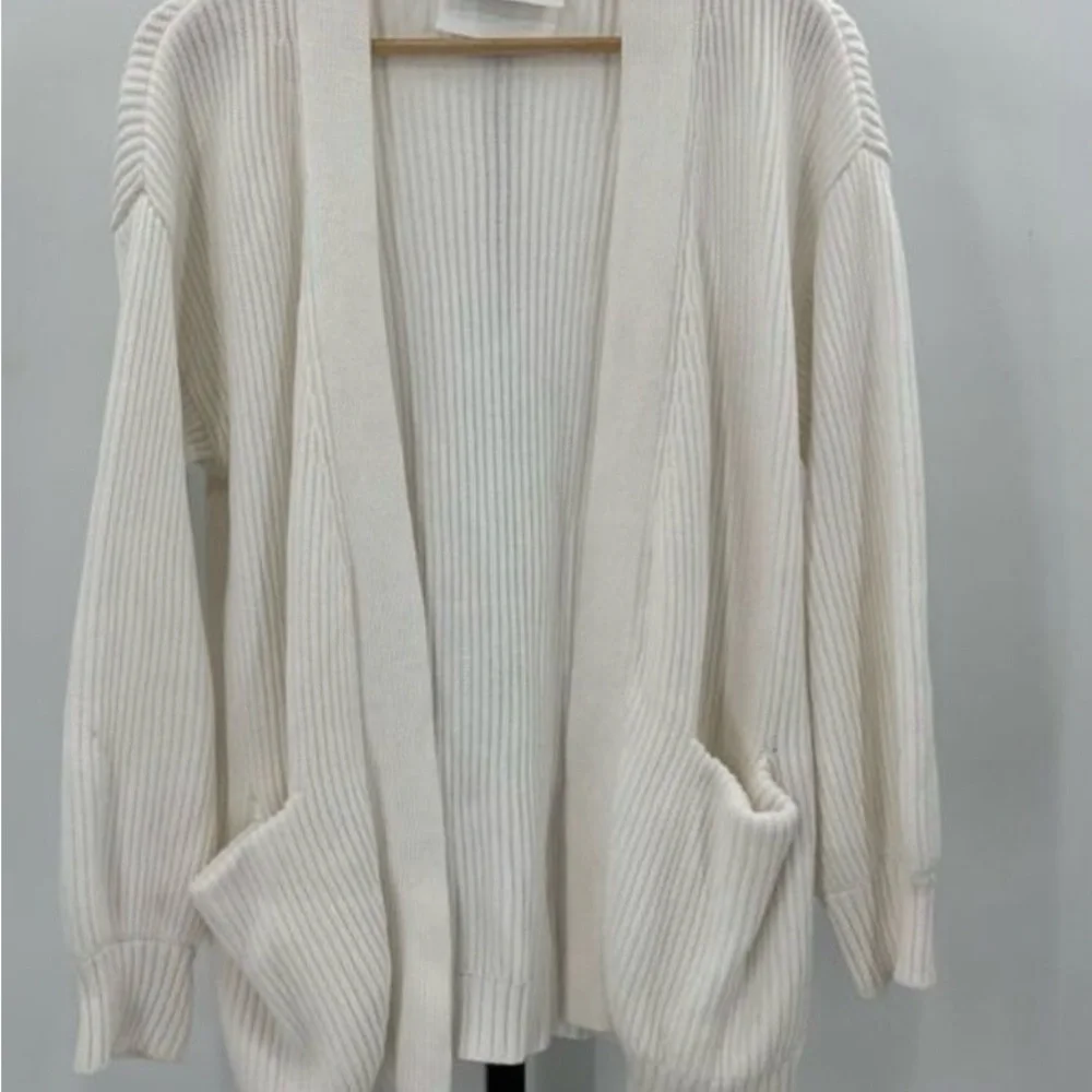 Quince Cream Ribbed Open-Front Cardigan - Picture 3 of 3